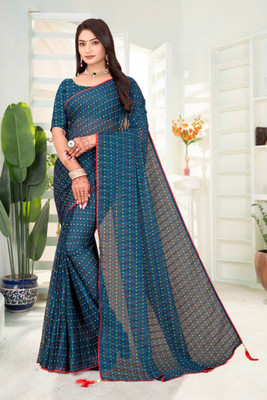 Prem Enterprises Self Design Bollywood Georgette Saree(Blue)