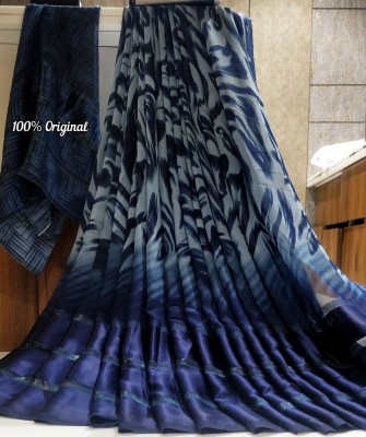 Hensi sarees shop Printed Leheria Chiffon, Satin Saree(Pack of 2, Dark Blue, White)