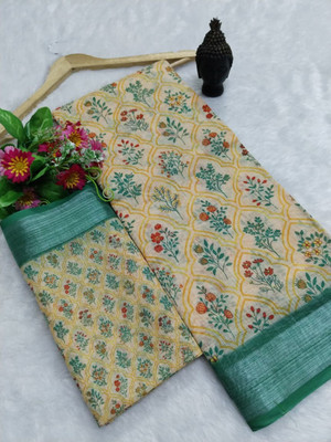 Gajal Printed Kanjivaram Pure Cotton, Cotton Linen Saree(Multicolor)