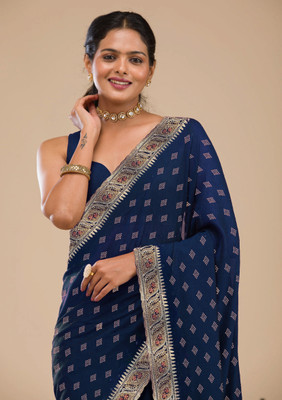 kamaldesigner Embroidered Bollywood Georgette Saree(Light Blue)