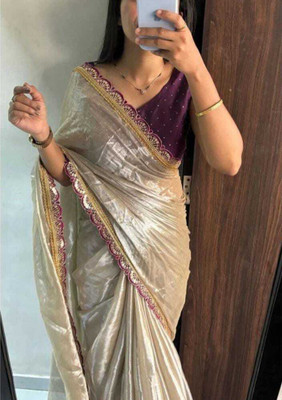 Maatarasaree Self Design Handloom Handloom Tissue Saree(Cream)