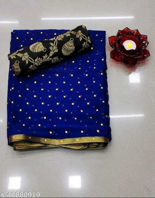 mamtasaree Embellished Bollywood Net, Chiffon Saree(Dark Blue)