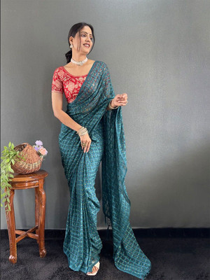 ANOUK Printed Daily Wear Chiffon Saree(Gold)