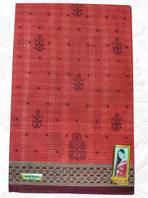 MAATARA TEXTILE AND COLLECTION Floral Print Bollywood Pure Cotton Saree(Red)
