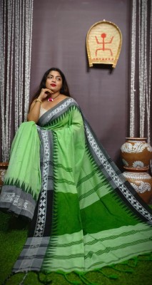 sdn Woven Handloom Handloom Pure Cotton Saree(Green, Black)