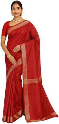 Montauk Fabians Solid/Plain Banarasi Viscose Rayon Saree(Maroon)