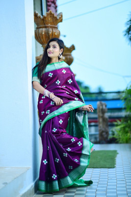 EEFA FASHION Woven Banarasi Jacquard Saree(Purple)