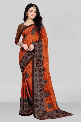 Leelavati Printed Daily Wear Georgette Saree(Orange)