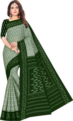 SARITA SAREES Printed Sambalpuri Pure Cotton Saree(Light Green)