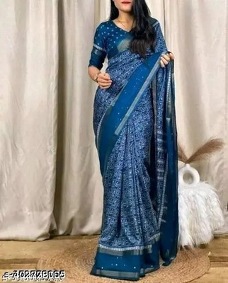 SAKHA DESIGNER Printed Bollywood Art Silk Saree(Light Blue)
