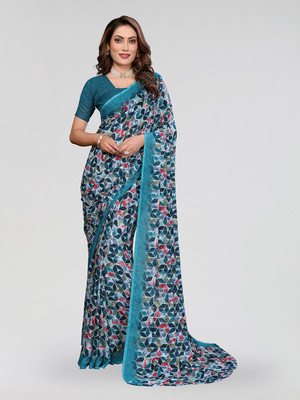 Moda Rapido Printed, Self Design, Geometric Print Daily Wear Georgette Saree(Multicolor)