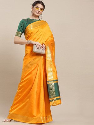 Divastri Printed Bandhani Cotton Silk Saree(Yellow)