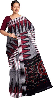 DK FASHION Self Design, Printed Sambalpuri Pure Cotton Saree(Grey)
