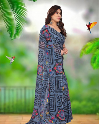 Jayu Dyed Leheria Georgette Saree(Grey)