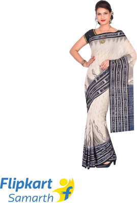 handloom paridhaan Printed Sambalpuri Pure Cotton Saree(Beige)