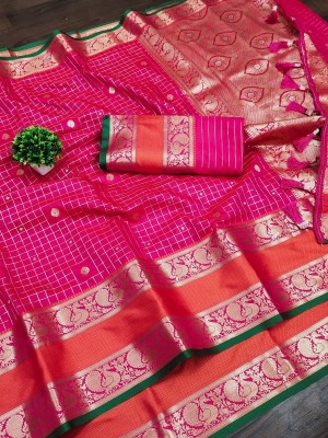 Bansari Textiles Woven Banarasi Art Silk Saree(Pink)