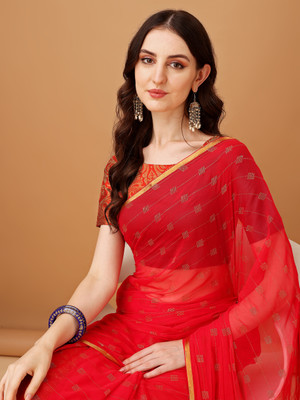 DIVYASHAKTI FASHION Embellished Daily Wear Chiffon Saree(Pink)