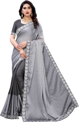 Go4Fashion Embellished Bollywood Silk Blend Saree(Grey)