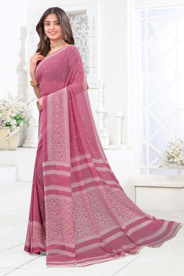Divastri Printed Daily Wear Chiffon Saree(Pink)