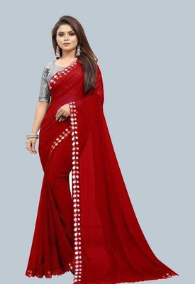 The Fashion Tax Embellished Bollywood Georgette Saree(Red)