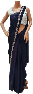 adityan design Embellished Handloom Georgette Saree(Purple)