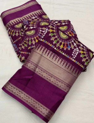 SILK VISTA Printed Daily Wear Silk Blend Saree(Purple)