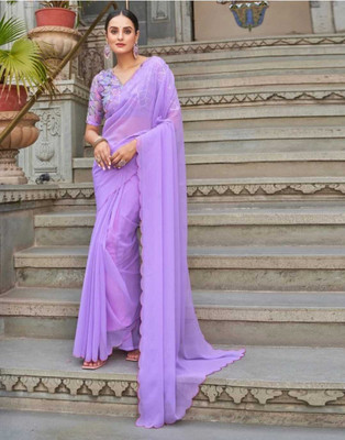 KALPNA CREATION Solid/Plain Bollywood Georgette Saree(Multicolor)
