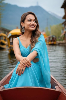 ROOP SUNDARI SAREES Solid/Plain Daily Wear Georgette Saree(Light Blue)