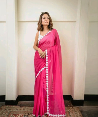 Puspa Fashion Self Design Handloom Cotton Blend Saree(Pink)