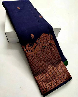 RASVRITI Woven Kanjivaram Pure Silk, Art Silk Saree(Blue)