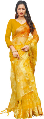 Aarunika SST Printed Bollywood Organza Saree(Yellow)