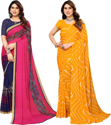 Anand Sarees Printed Bollywood Georgette Saree(Pack of 2, Multicolor)