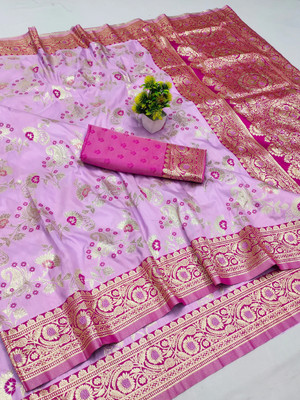 Ratnavali Woven Banarasi Pure Silk, Art Silk Saree(Purple)