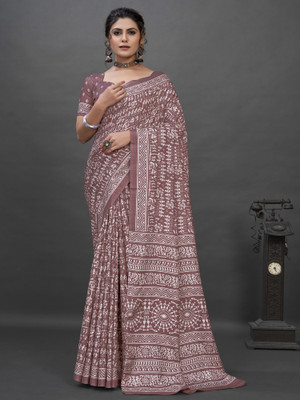 Sareemall Printed Daily Wear Silk Blend Saree(Purple)
