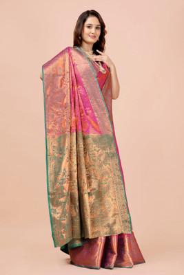 jayant creation Printed Banarasi Silk Blend, Jacquard Saree(Pink)