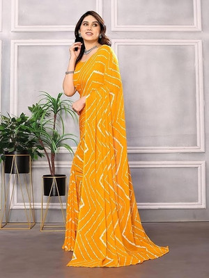 Saadhvi Floral Print Bollywood Georgette Saree(Yellow)