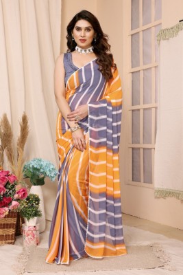 VILLAGIUS Printed Bollywood Georgette Saree(Orange)