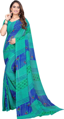 Samai Printed Bandhani Georgette Saree(Light Green)