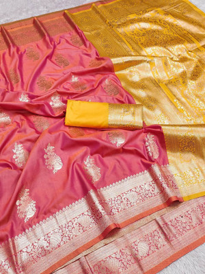 KALKEE FASHION Woven Banarasi Jacquard, Pure Silk Saree(Pink)