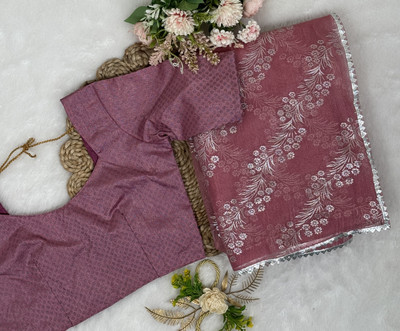 RUCHKET Printed Bollywood Net Saree(Pink)