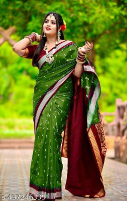 Kingdomsaree Temple Border Sambalpuri Art Silk Saree(Light Green)