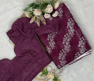 SROLY Printed Bollywood Net Saree(Purple)
