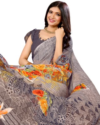 Priyashi Printed Daily Wear Georgette Saree(Grey)