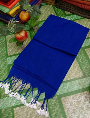 NADIA HANDALOOM Self Design, Solid/Plain Handloom Pure Cotton Saree(Blue)