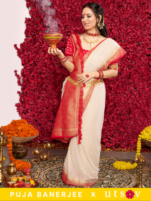 Divastri Woven Banarasi Georgette Saree(Cream)