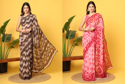 Leelavati Printed Daily Wear Chiffon Saree(Pack of 2, Multicolor)