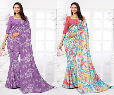 Panchvati NX Paisley Daily Wear Georgette Saree(Pack of 2, Multicolor)