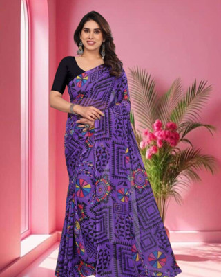 Jayu Printed Bollywood Georgette Saree(Purple)