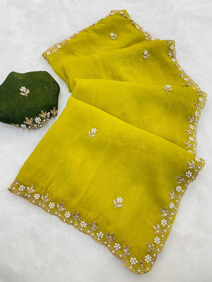 K 5 FASHION Solid/Plain Bollywood Chiffon Saree(Multicolor)