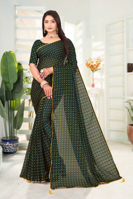 Prem Enterprises Self Design Bollywood Georgette Saree(Green)